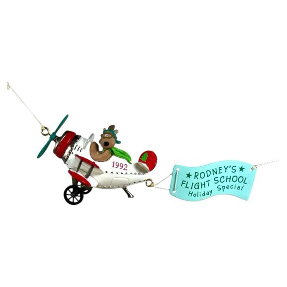 Rodney Reindeer Ornament: 1992 Hallmark Keepsake Club Biplane - Picture 2 of 10